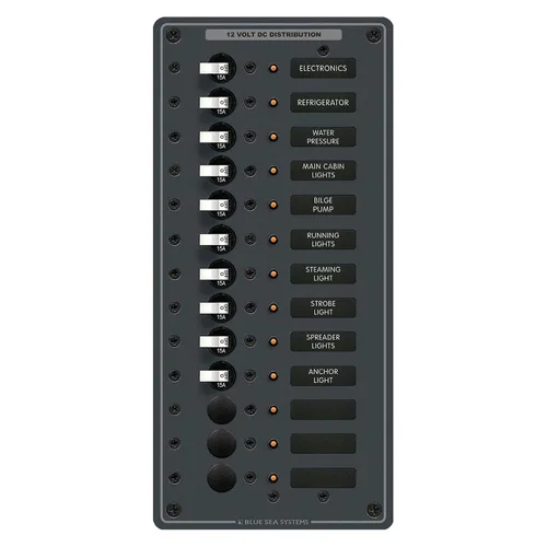 Blue Sea Systems 8376 PANEL DC 10 INTERRUPTOR/3 BLANK DC 13 Posición, Negro, Pequeño