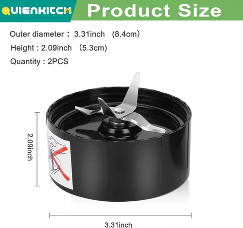 Miniatura 2 de Cuchillas para licuadora, paquete de 2 piezas de repuesto compatibles con Magic Bullet 250W MB1001, acero inoxidable y plástico con juntas