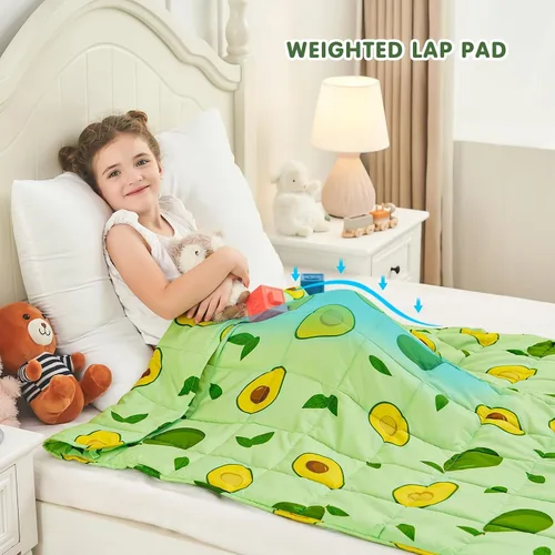 Miniatura 2 de yescool - Manta con peso de 7 libras, manta de regazo con peso refrescante de aguacates verdes para dormir, manta con peso transpirable para 60-80