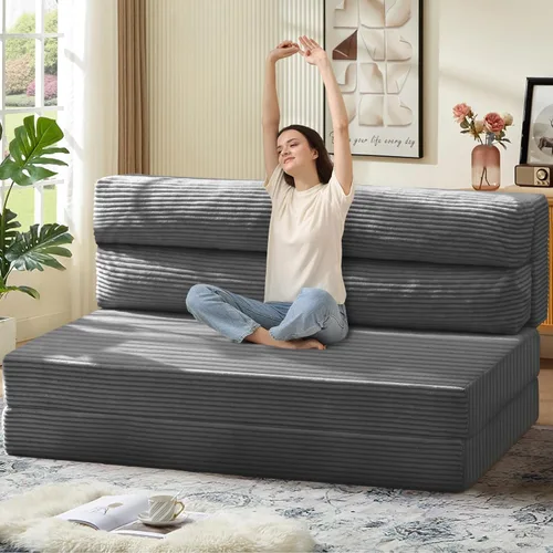 Miniatura 25 de JUIKURY Sofá cama plegable, silla cama convertible con almohada, colchón plegable, sofá cama de dos en uno, sofá cama extraíble portátil, silla cama