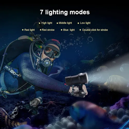 Miniatura 2 de Luz de buceo, linterna de buceo 18000 lúmenes IPX8 impermeable buceo antorcha buceo luces de buceo 1,640.4 ft subacuática LED linterna sumergible
