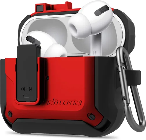 Miniatura 9 de Nillkin AirPods Pro - Funda protectora de cuerpo completo con llavero de metal, a prueba de golpes, para AirPods Pro 2019, color negro