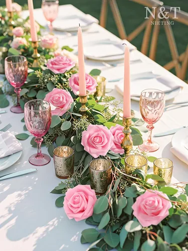 Miniatura 111 de N&T NIETING Flores artificiales, rosas artificiales de color rosa intenso, 50 piezas de flores falsas con tallo para ramos de boda DIY, centros