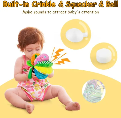 Miniatura 3 de Pelotas sensoriales 8 en 1 para niños pequeños, juguete de tela arcoíris para desarrollo sensorial, juguetes Montessori para bebés de 6 a 12 meses