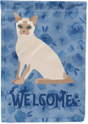 Miniatura 148 de Caroline's Treasures CK5047CHF Ojos Azules - Bandera de bienvenida con diseño de gato para casa de porche, grande, para colgar en la pared