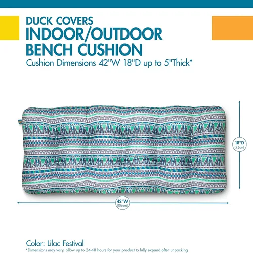 Miniatura 5 de DUCKCOVERS® Cojín de banco resistente al agua para interiores y exteriores, 42 x 18 x 5 pulgadas, color lila festival, cojín para banco de patio