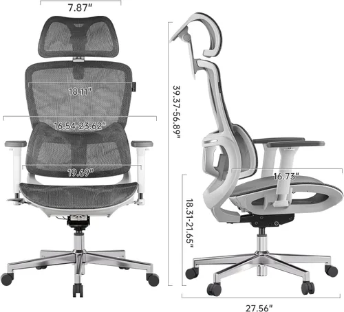 Miniatura 2 de Hbada E2 Silla de oficina ergonómica, silla de oficina de malla grande y alta con soporte lumbar dinámico de 6 vías, reposabrazos ajustables 3D