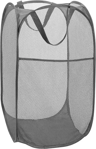 Miniatura 13 de BATTOO Cesta de lavandería emergente de malla fuerte de lujo con bolsillo lateral, plegable para cuarto de lavandería, baño, habitación de niños
