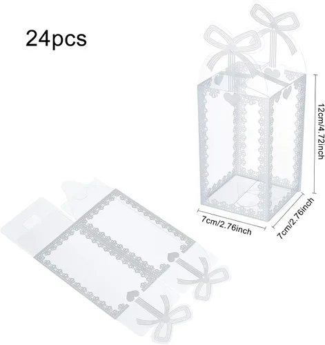 Miniatura 2 de BENECREAT 24 cajas de regalo de plástico transparente con lazo de 4.5 x 2.5 x 2.5 pulgadas, cajas de regalo de PVC transparente para vacaciones