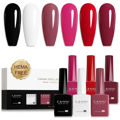 Miniatura 25 de CANNI Kit de esmalte de uñas de gel, 6 colores, rosa nude, 0.3 fl oz, tonos de piel, uñas francesas, marrón neutro, kit de uñas de gel para remojar