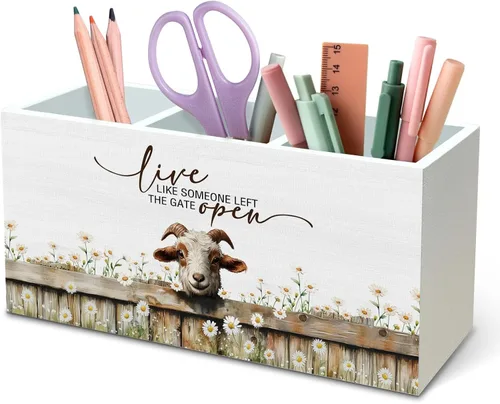 Miniatura 8 de DILSJ Organizador inspirador de 2 compartimentos para lápices, organizador para escritorio, amantes de los pollos regalos para mujeres, Live Like