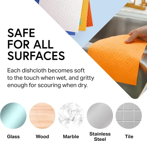 Miniatura 5 de Swedish Wholesale Paños de cocina suecos para cocina, paquete de 10 toallas de papel reutilizables, lavables, paños de microfibra de esponja