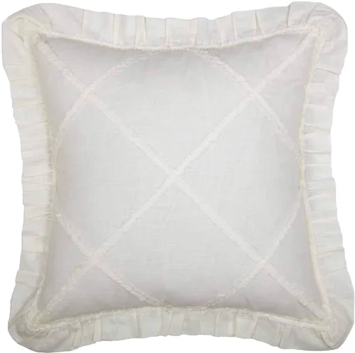 Miniatura 3 de Piper Classics Kathryn - Funda de almohada, 20 x 20 pulgadas, tela texturizada de aspecto de lino blanco suave con microvolantes