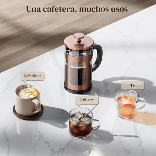 Miniatura 8 de Veken Cafetera de prensa francesa de 21 onzas, 0.6 L, olla pequeña de una sola porción, vidrio de borosilicato espesado resistente al calor