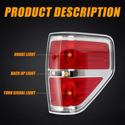 Miniatura 3 de RANSOTO F150 Luz Trasera Derecha Compatible con Ford F-150 2009 2010 2011 2012 2013 2014 Lámpara de Freno Trasera de Pasajero con Acabado en Cromo