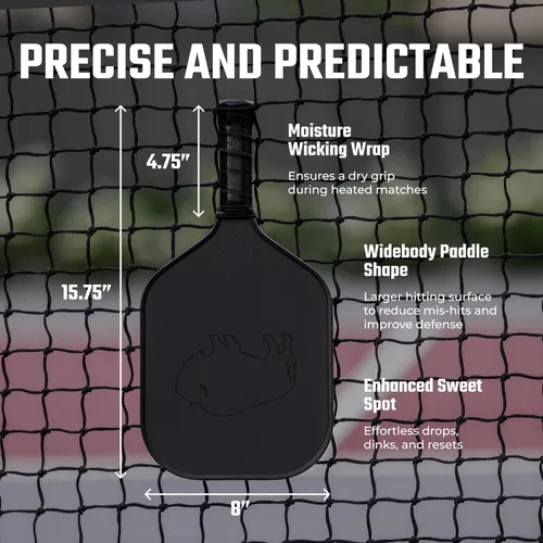 Miniatura 4 de Paleta de pickleball de fibra de carbono, superficie Toray T700 sin procesar que proporciona el máximo giro de la bola. Formas de raqueta de El