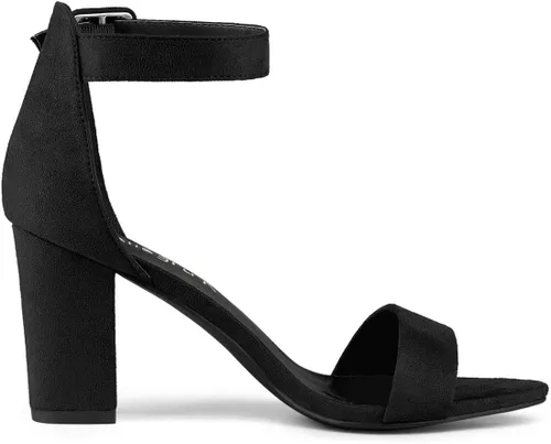 Miniatura 8 de Allegra K, Sandalias de correa de tobillo con hebilla de tacón grueso alto para mujer