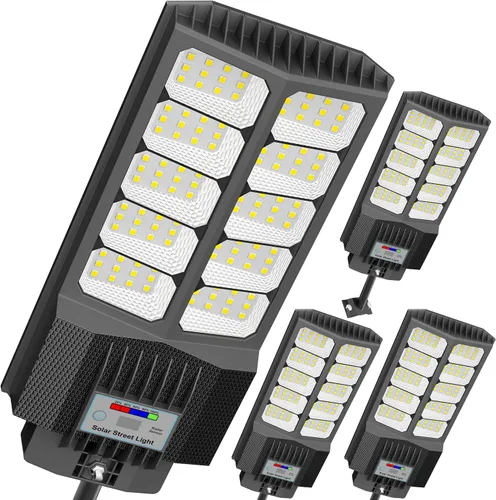 Miniatura 14 de Paquete de 3 luces solares de calle de 9500 W, 240000 lm, IP67, impermeables, del atardecer al amanecer, luces de calle solares al aire libre