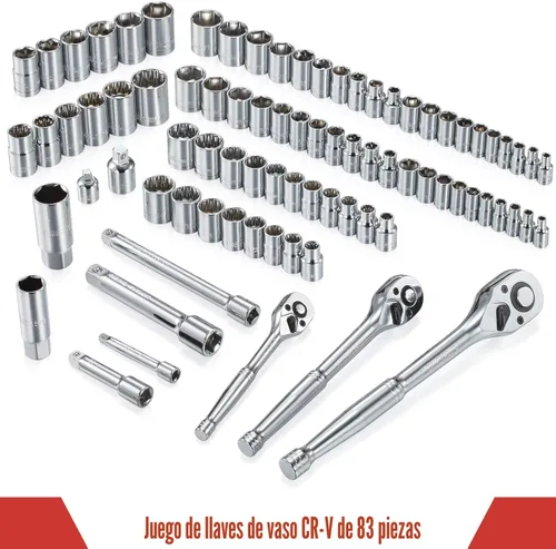 Miniatura 3 de Juego de herramientas mecánicas de 438 piezas con caja de metal resistente de 3 cajones, kit de herramientas de reparación -02