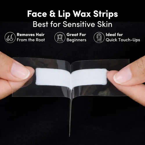 Miniatura 4 de Parissa Tiras naturales de cera facial y labial, aptas para principiantes y suaves para pieles sensibles, tiras listas para usar para labio