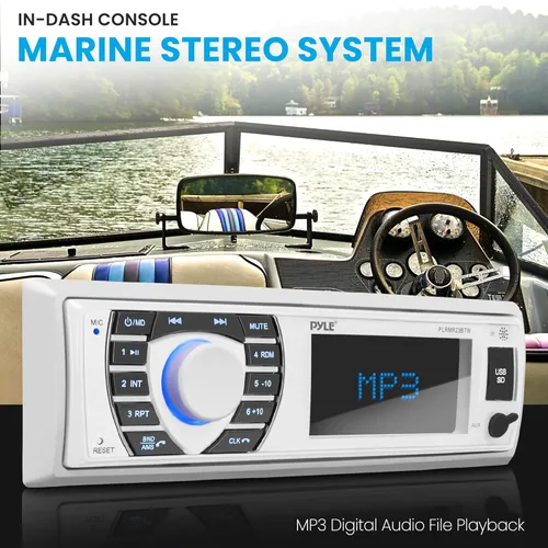 Miniatura 7 de Pyle Altavoces de torre de wakeboard marinos impermeables + paquete estéreo receptor marino Bluetooth Sistema de audio Bluetooth para barco de 300