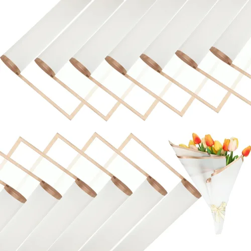 Miniatura 11 de Yahenda 420 hojas de papel de regalo de flores: papel de ramo de flores de 23 x 23 pulgadas con borde dorado, estilo coreano, para boda, despedida