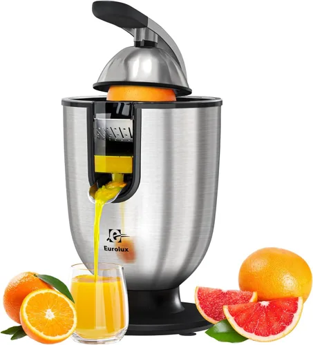 Miniatura 7 de Eurolux Exprimidor eléctrico de naranja Exprimidor de cítricos profesional de acero inoxidable con mango de agarre suave para exprimir sin