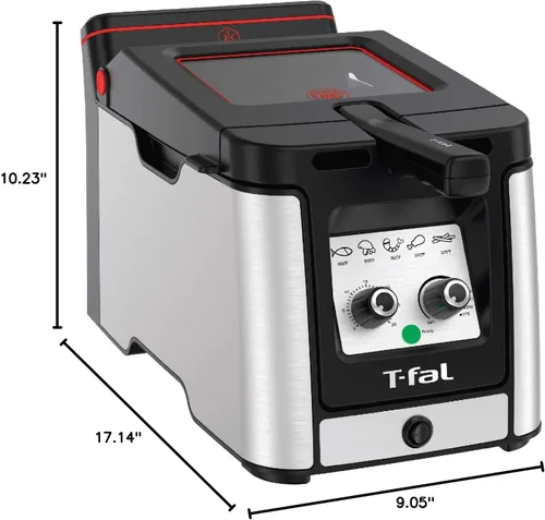 Miniatura 10 de T-fal Mini freidora, freidora de acero inoxidable con canasta, 1 litro, control de temperatura versátil, 900 vatios, control de temperatura, fácil