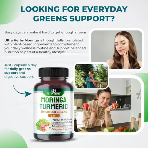 Miniatura 2 de Superfood Greens 18 en 1 - con frutas, verduras y hierbas - Moringa, alfalfa, manzana, espinatch, plátano, fresa, aumenta la energía, la inmunidad