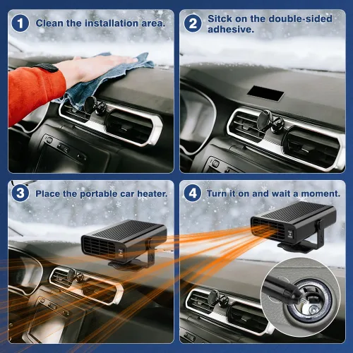 Miniatura 7 de 2 en 1 Calentador de coche eléctrico Ventilador 12V 120W Calentador de coche Parabrisas Descongelación Wibndow Desempañamiento portátil verano