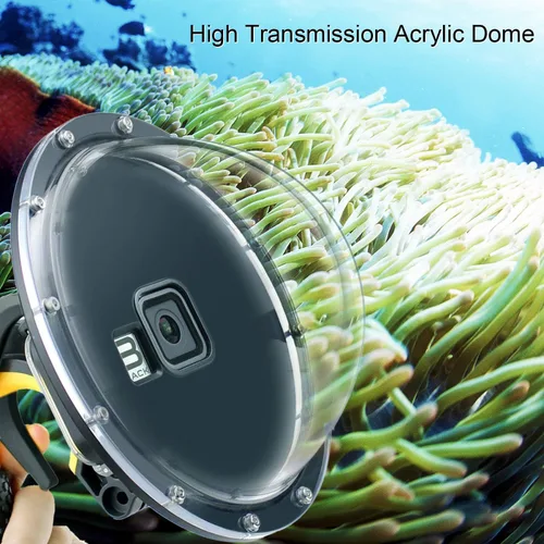 Miniatura 2 de GEPULY - Puerto domo para GoPro Hero 8 Black, lente de puerto domo con carcasa impermeable, disparador de obturador, agarre de mano flotante