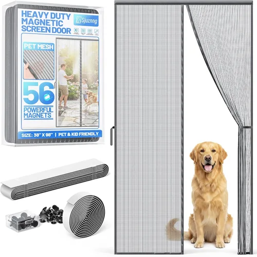 Miniatura 14 de Malla magnética resistente para puerta – Pantalla de puerta sin manos con autosellado con 50 imanes, apta para mascotas y niños, pantallas de malla