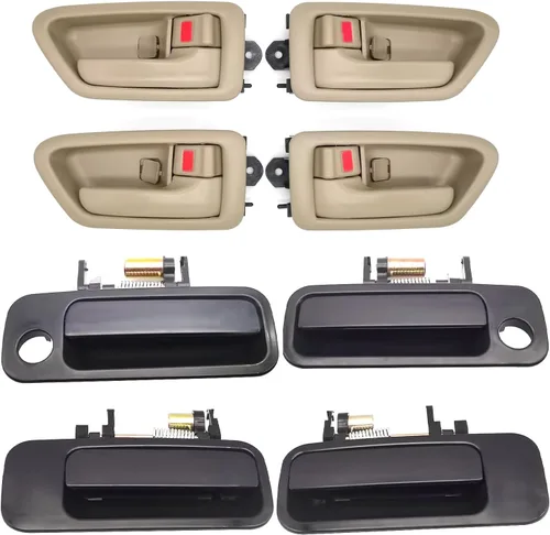 8 piezas manijas de puerta exterior e interior Toyota Camry 1997 1998 1999 2000 2001, reemplaza 6922033040, 6921033040, 6927733020, 6927833020, beige