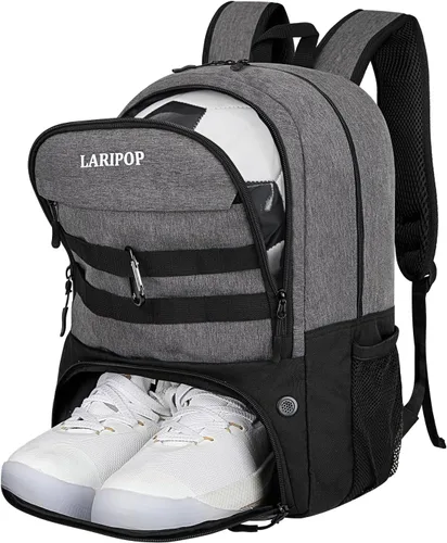 Miniatura 9 de LARIPOP Mochila de Fútbol, Bolsa de Fútbol con Soporte para Balón y Compartimento para Zapatos, Bolsas de Entrenamiento para Equipos Deportivos