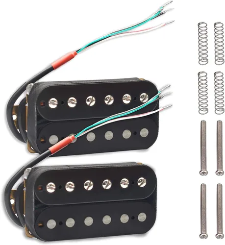 SAPHUE Pastillas Humbucker para guitarra eléctrica de doble bobina para guitarra puente y pastillas para el cuello (negro)