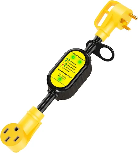 Miniatura 11 de EyGde Adaptador RV de 30 Amp a 15 Amp 110V con protector de sobretensiones, patentado 4200J de 15 Amp macho a 30 Amp con conector de bloqueo