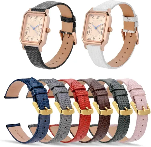 Miniatura 7 de ANNEFIT Correa de reloj de cuero para mujer, 0.394 in, 0.472 in, 0.512 in, 0.551 in, 0.591 in, 0.630 in, 0.709 in, 0.787 in, correa de repuesto