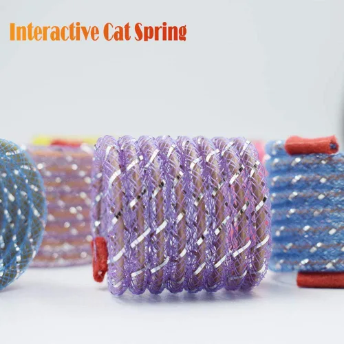 Miniatura 5 de IUHKBH Cat Springs, 4 piezas de juguete colorido para gatos de acción de resorte helicoidal elástico, cosas seguras para gatitos para todos