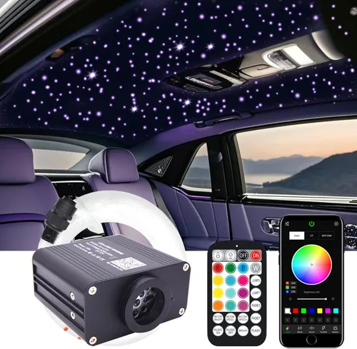 Miniatura 9 de Twinkle - Kit de techo de fibra óptica con luz de estrella, luces LED de estrella nocturna estrellada, 16 W, RGBW, Bluetooth, control de aplicación