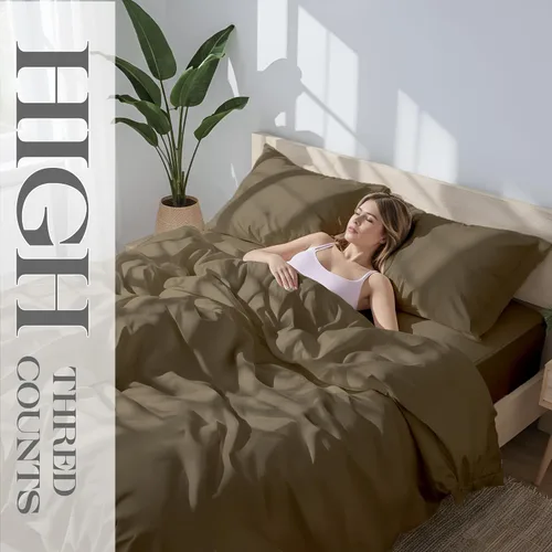 Miniatura 53 de Bluemoon Homes Sábanas de Algodón Egipcio Twin - Juego de Sábanas de 4 Piezas, Juego de Ropa de Cama de 1000 Hilos, Suave y Lujoso Juego de Sábanas