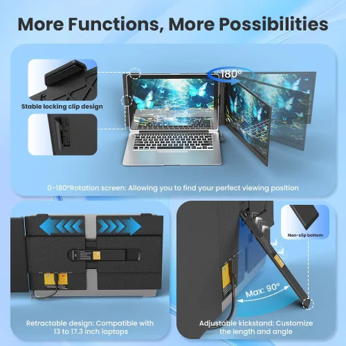 Miniatura 7 de 2025 Actualizado 14" Extensor de Pantalla para Laptop, Extensor de Monitor para Laptop Ultradelgado 1080P, Extensor de Monitor Portátil Ultraligero