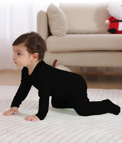 Miniatura 5 de GUISBY Pijama de rayón de bambú para bebé, manga larga suave con cremallera de 2 vías