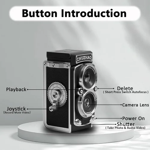 Miniatura 8 de CHUZHAO - Mini cámara digital vintage, estilo retro, punto y disparo, enfoque automático de video y foto de 1080P, cámara de bolsillo compacta
