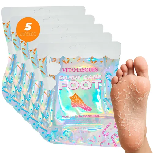 Miniatura 9 de Vitamasques Mascarilla exfoliante para pies - 5 pares de mascarillas exfoliantes profesionales coreanas para pies secos y agrietados y eliminación