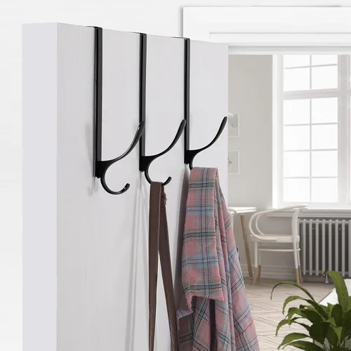 Miniatura 2 de SKOLOO Ganchos para colgar sobre la puerta, para puertas de hasta 1.8 in de grosor, paquete de 5, ganchos de acero inoxidable para colgar sobre