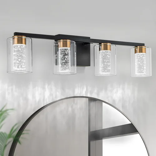 Miniatura 22 de SineRise Lámpara de tocador dorada de 3 luces con 3 modos de color (3000K/4000K/6000K), Accesorio de luz LED para baño con protección ocular, Luz