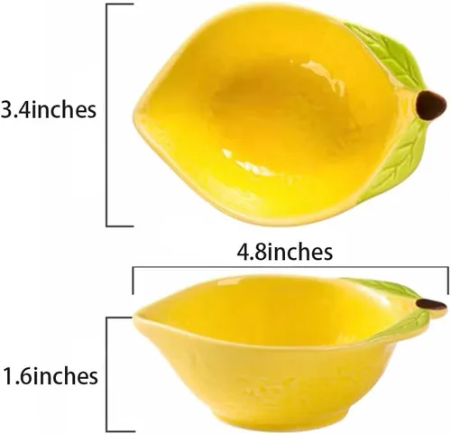 Miniatura 2 de 4 platos de cerámica para aperitivos con forma de limón, platos de condimento