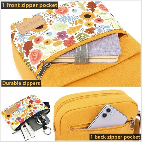 Miniatura 5 de Leaper - Juego de estuche y cartera bandolera de lona para niñas y mujeres