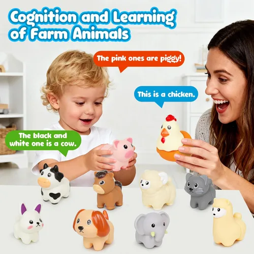 Miniatura 6 de Montessori - Animales de granja para niños pequeños de 18 meses en adelante, educación temprana, figuras de animales para aprender motricidad fina