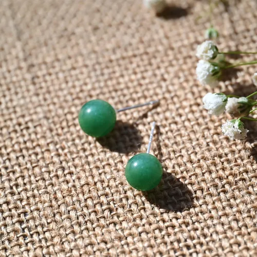 Miniatura 19 de Jade Earrings Studs, Green Jade Earrings for Women, 925 Sterling Silver Stud Earrings for Sensitive Ears, Jade Jewelry for Women & Men